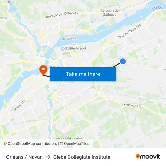 Orléans / Navan to Glebe Collegiate Institute map