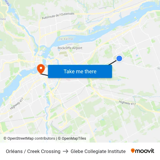 Orléans / Creek Crossing to Glebe Collegiate Institute map