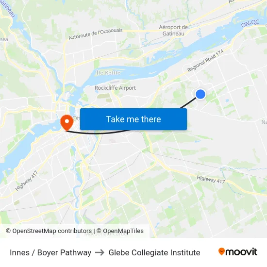 Innes / Boyer Pathway to Glebe Collegiate Institute map