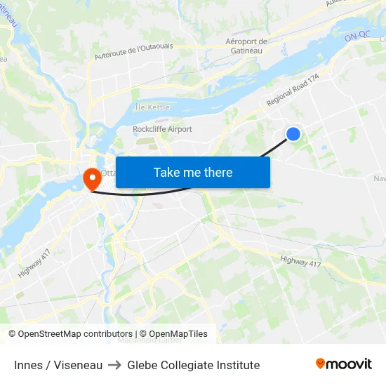 Innes / Viseneau to Glebe Collegiate Institute map