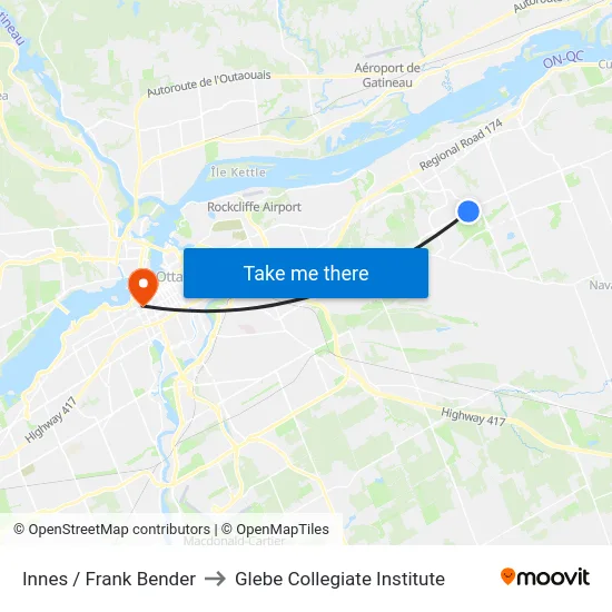 Innes / Frank Bender to Glebe Collegiate Institute map