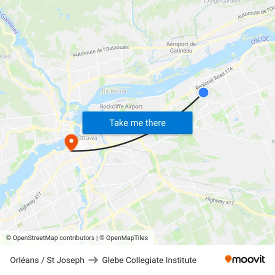 Orléans / St Joseph to Glebe Collegiate Institute map