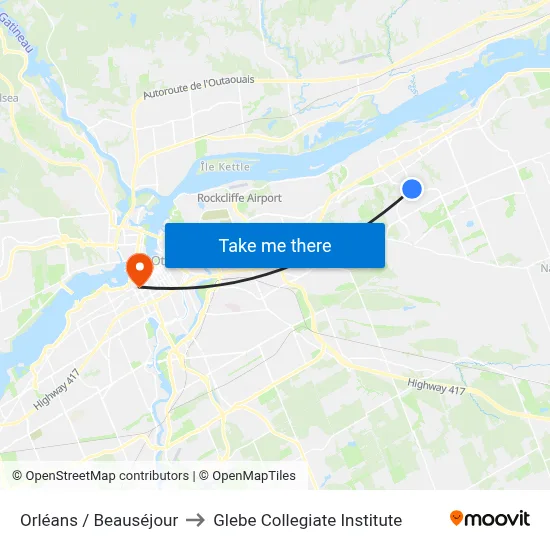 Orléans / Beauséjour to Glebe Collegiate Institute map