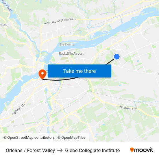 Orléans / Forest Valley to Glebe Collegiate Institute map