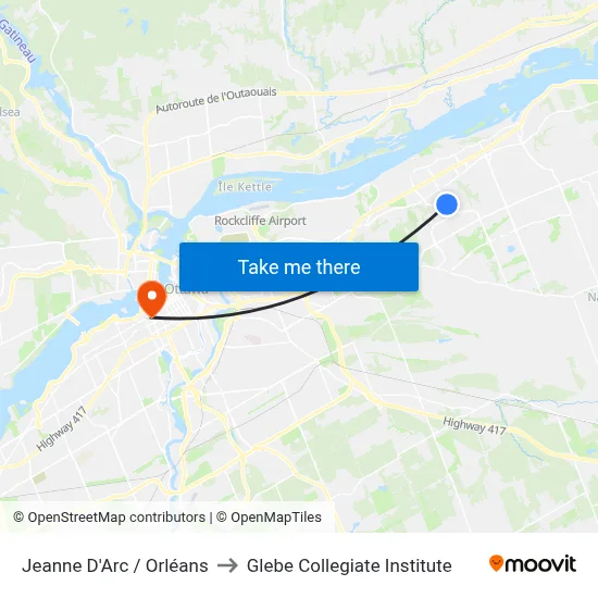 Jeanne D'Arc / Orléans to Glebe Collegiate Institute map