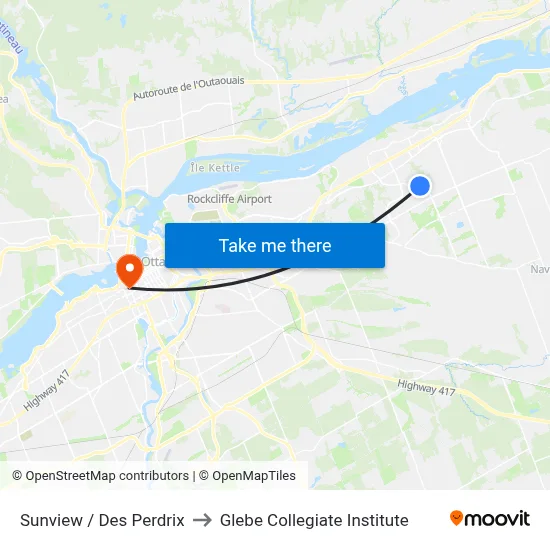 Sunview / Des Perdrix to Glebe Collegiate Institute map