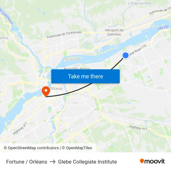 Fortune / Orléans to Glebe Collegiate Institute map