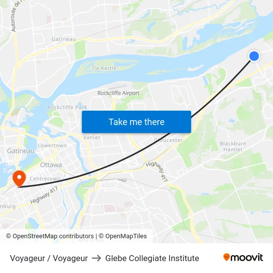 Voyageur / Voyageur to Glebe Collegiate Institute map