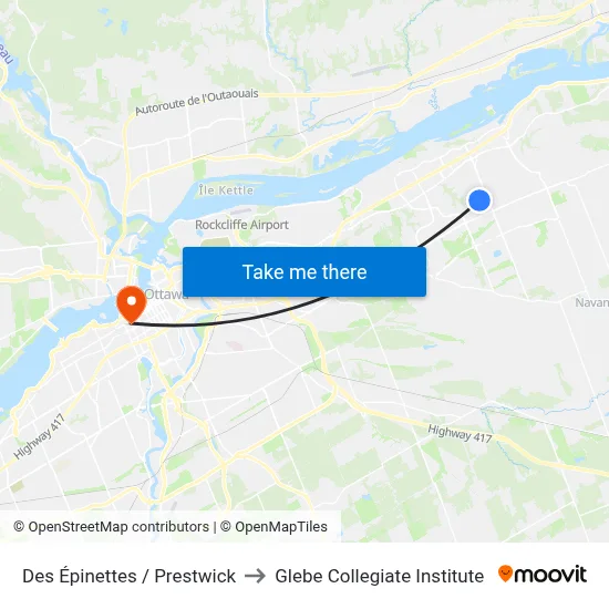 Des Épinettes / Prestwick to Glebe Collegiate Institute map