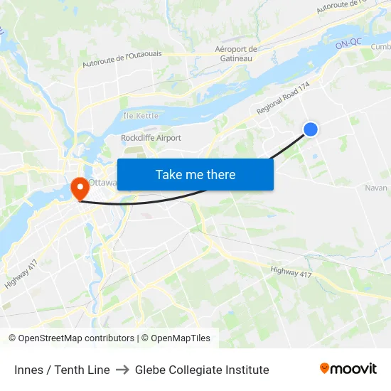 Innes / Tenth Line to Glebe Collegiate Institute map