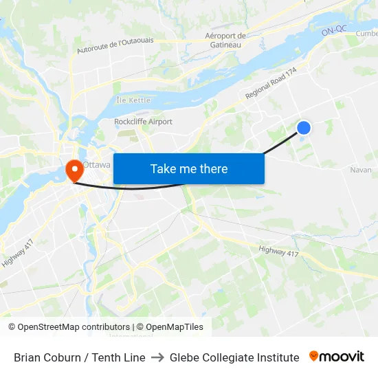 Brian Coburn / Tenth Line to Glebe Collegiate Institute map