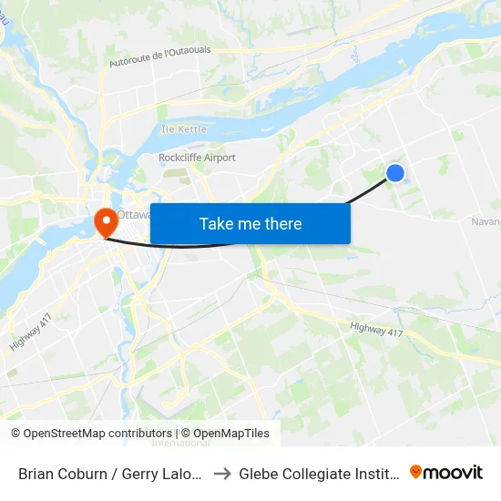 Brian Coburn / Gerry Lalonde to Glebe Collegiate Institute map
