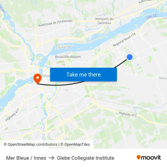 Mer Bleue / Innes to Glebe Collegiate Institute map