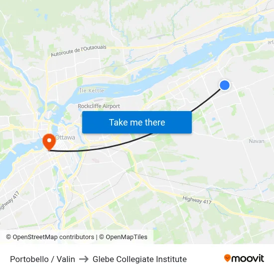 Portobello / Valin to Glebe Collegiate Institute map