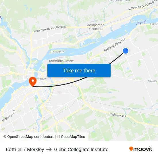 Bottriell / Merkley to Glebe Collegiate Institute map