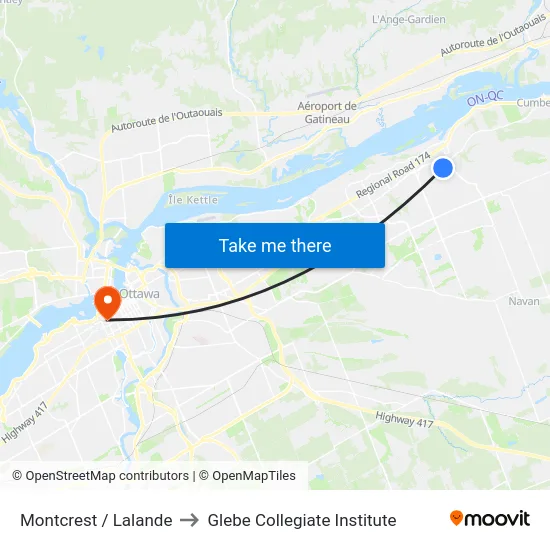Montcrest / Lalande to Glebe Collegiate Institute map