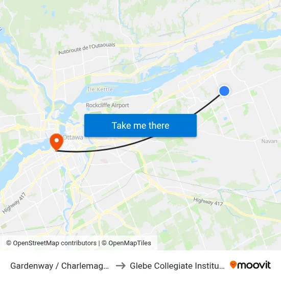 Gardenway / Charlemagne to Glebe Collegiate Institute map