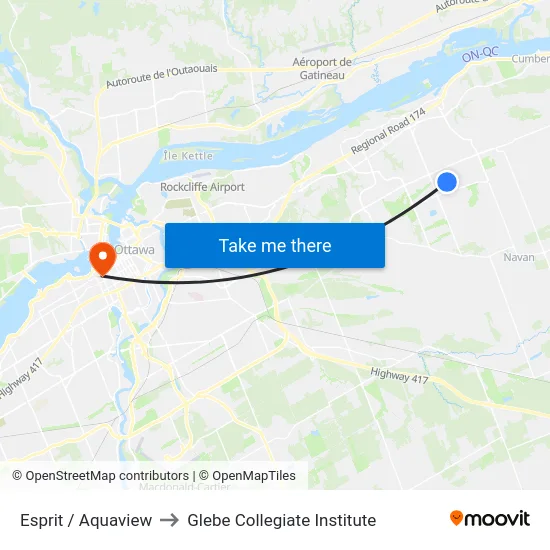 Esprit / Aquaview to Glebe Collegiate Institute map