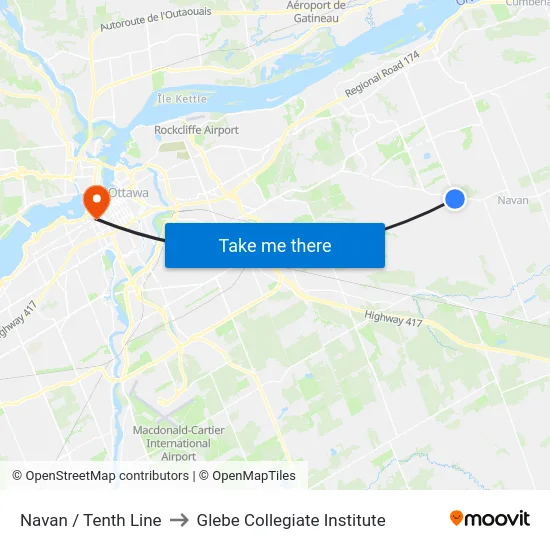 Navan / Tenth Line to Glebe Collegiate Institute map