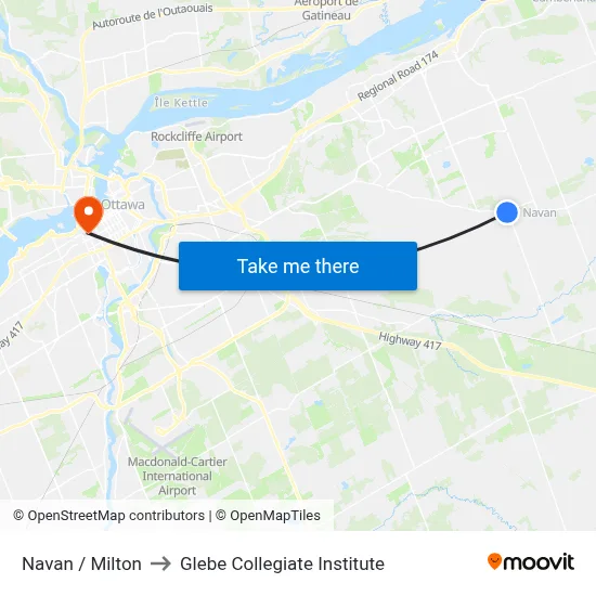 Navan / Milton to Glebe Collegiate Institute map