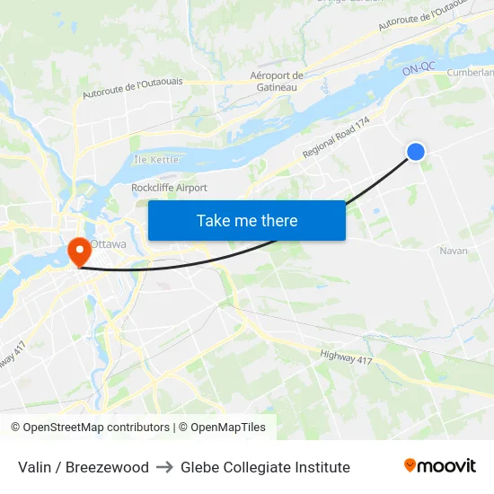 Valin / Breezewood to Glebe Collegiate Institute map