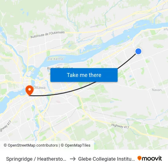Springridge / Heatherstone to Glebe Collegiate Institute map