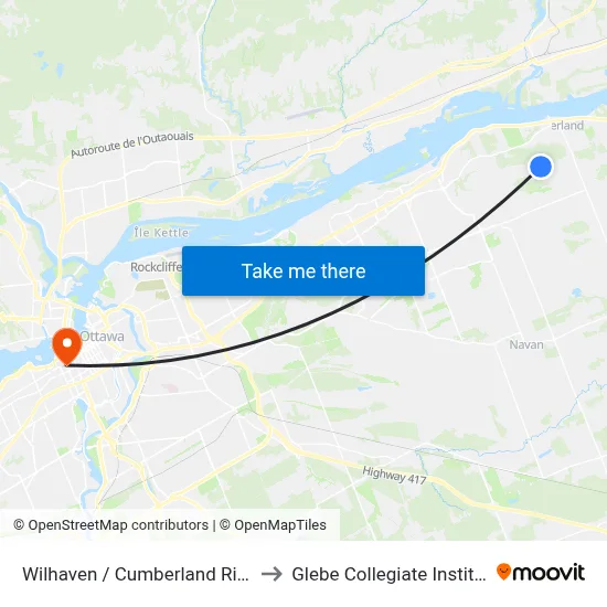 Wilhaven / Cumberland Ridge to Glebe Collegiate Institute map