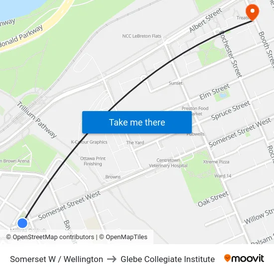 Somerset W / Wellington to Glebe Collegiate Institute map