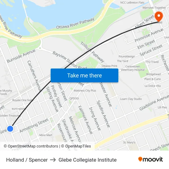 Holland / Spencer to Glebe Collegiate Institute map