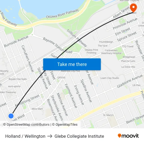Holland / Wellington to Glebe Collegiate Institute map