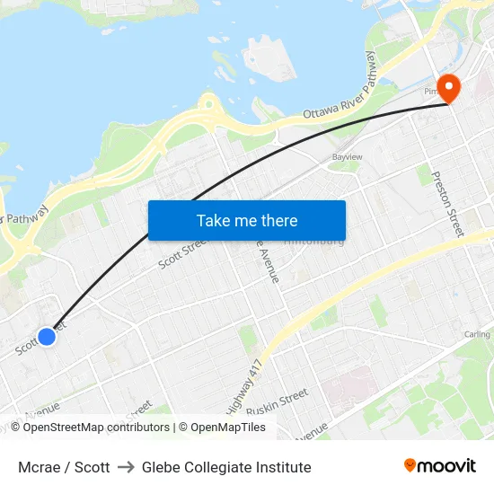 Mcrae / Scott to Glebe Collegiate Institute map