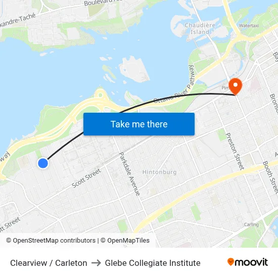 Clearview / Carleton to Glebe Collegiate Institute map