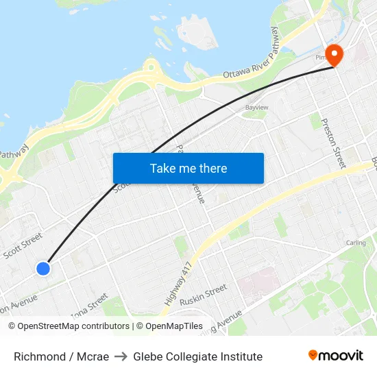 Richmond / Mcrae to Glebe Collegiate Institute map