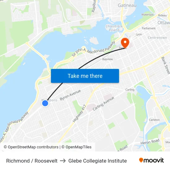 Richmond / Roosevelt to Glebe Collegiate Institute map