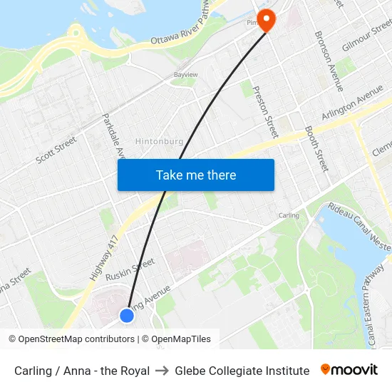 Carling / Anna - the Royal to Glebe Collegiate Institute map