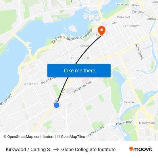 Kirkwood / Carling S. to Glebe Collegiate Institute map
