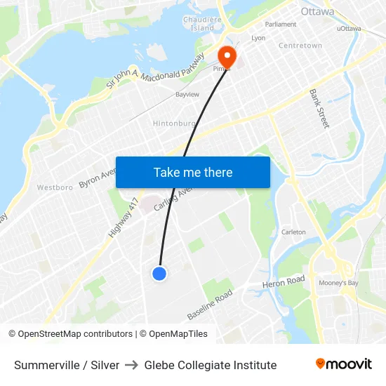 Summerville / Silver to Glebe Collegiate Institute map