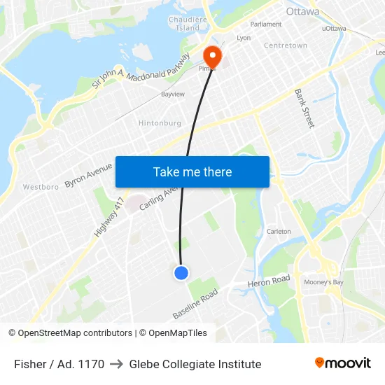 Fisher / Ad. 1170 to Glebe Collegiate Institute map