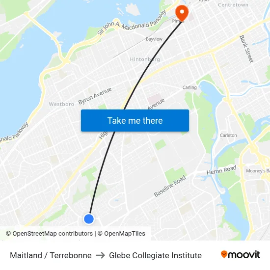 Maitland / Terrebonne to Glebe Collegiate Institute map