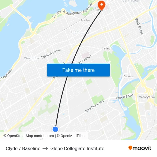 Clyde / Baseline to Glebe Collegiate Institute map