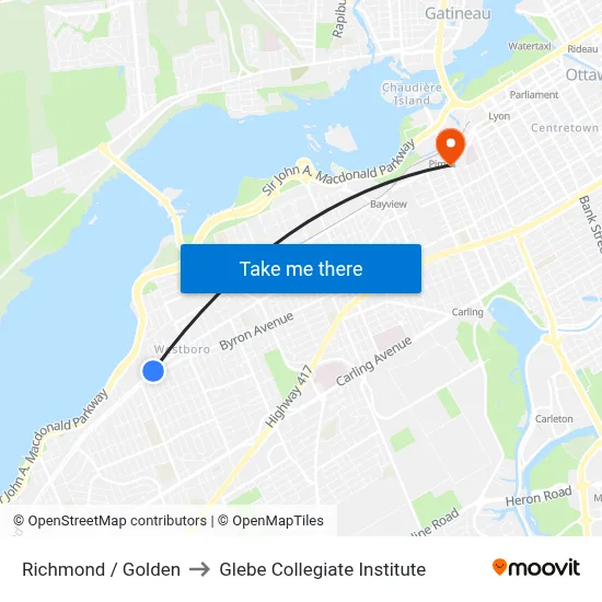 Richmond / Golden to Glebe Collegiate Institute map