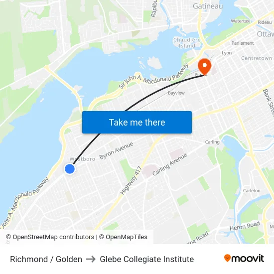 Richmond / Golden to Glebe Collegiate Institute map