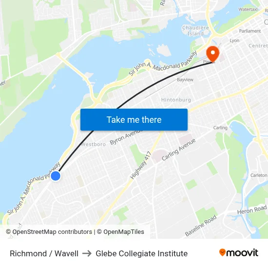 Richmond / Wavell to Glebe Collegiate Institute map
