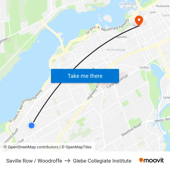 Saville Row / Woodroffe to Glebe Collegiate Institute map