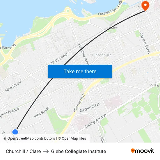 Churchill / Clare to Glebe Collegiate Institute map