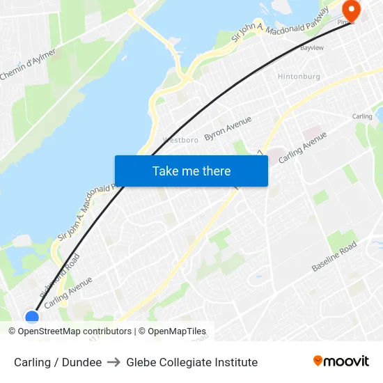 Carling / Dundee to Glebe Collegiate Institute map