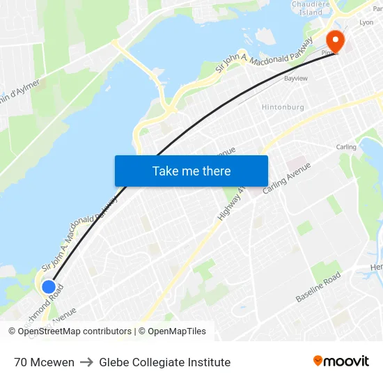 70 Mcewen to Glebe Collegiate Institute map