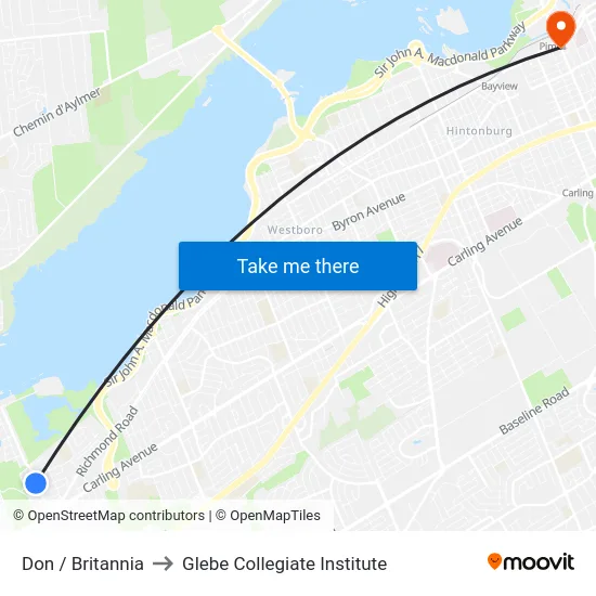 Don / Britannia to Glebe Collegiate Institute map