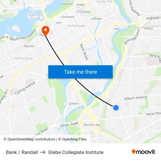 Bank / Randall to Glebe Collegiate Institute map