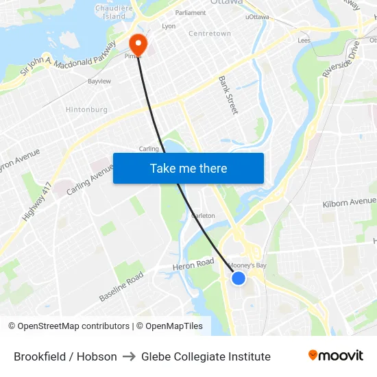 Brookfield / Hobson to Glebe Collegiate Institute map